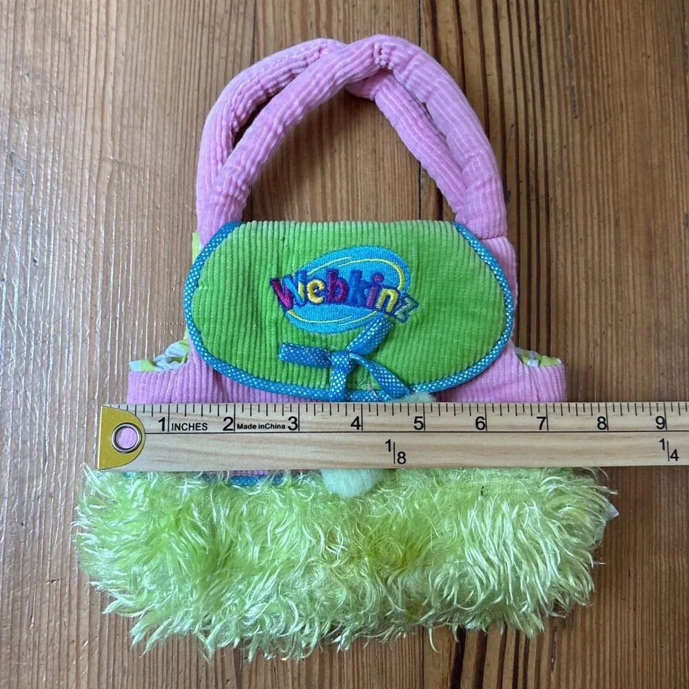 Webkinz Pet Carrier Bag Kids Pink Green Corduroy Faux Fur Vintage Y2K SIZE Small